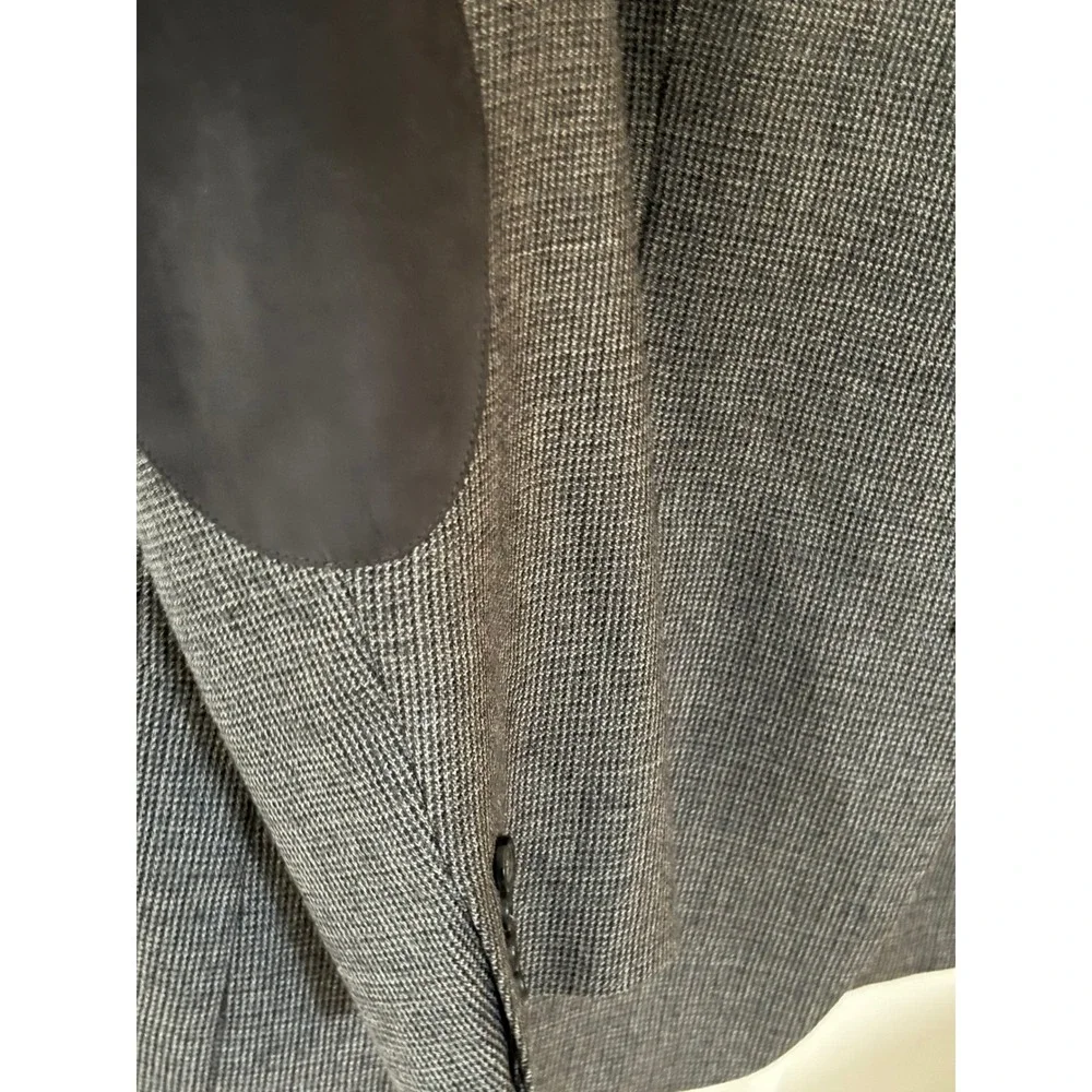 Stafford Essentials Mens 44R Grey‎ Wool Blazer Elbow Patches Classic Fit Jacket